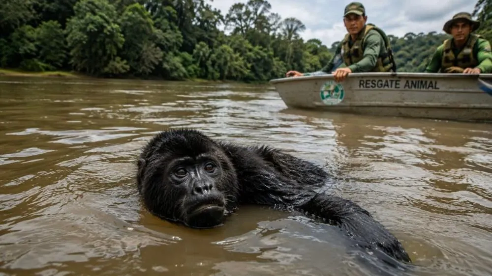 Registro de resgate de bugio em ambiente aquático levanta debate sobre preservação da fauna silvestre.