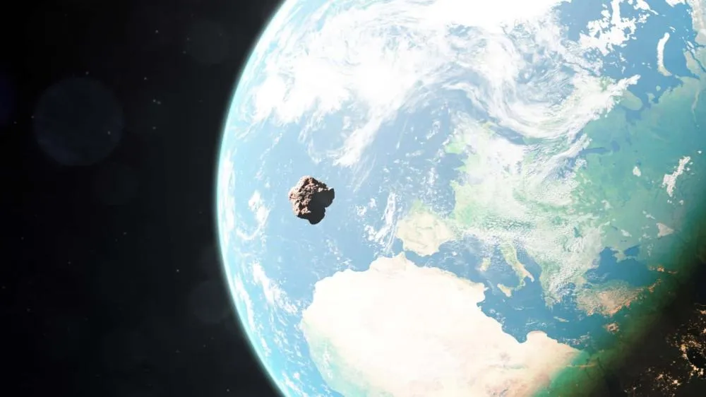 O asteroide em trajetória pelo espaço próximo à Terra
